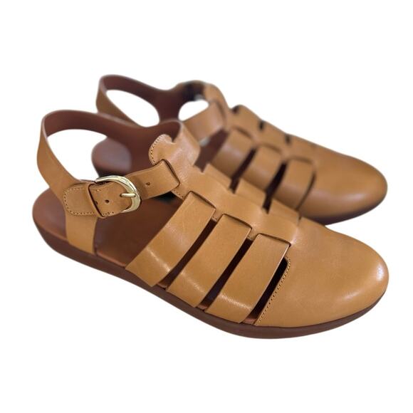 FitFlop Brown Leather Fisherman Ankle Strap Comfort Sandal - Picture 1 of 9